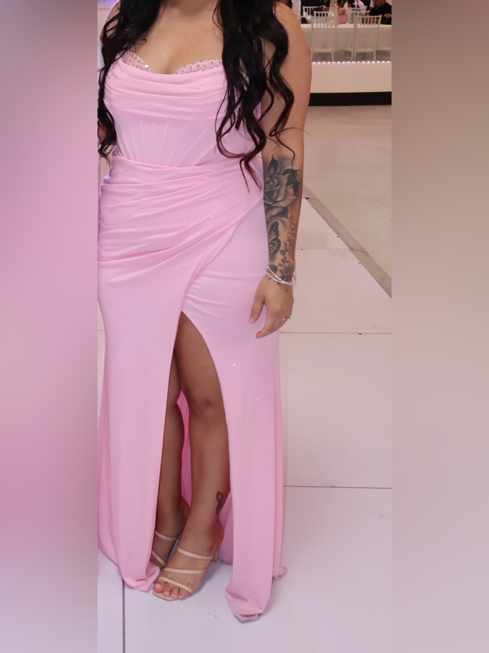 Elegant Pink High-Slit Maxi Dress